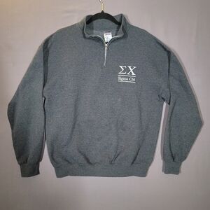 Sigma Chi 1/4 Zip Pullover Large Jerzees NuBlend Gray Fraternity Sweatshirt